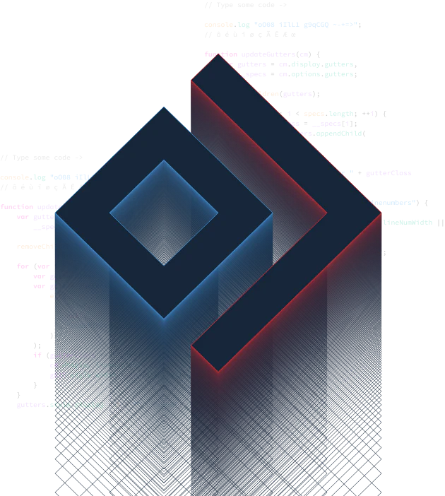Futuristic 3D geometric shape with code